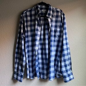 Peter Millar Casual Soft Cotton Sport Shirt in Blue White Gingham Plaid, L